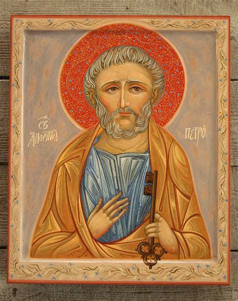 Saint Apostle Peter And Paul Hand Painted Icon On Natural Tree Board