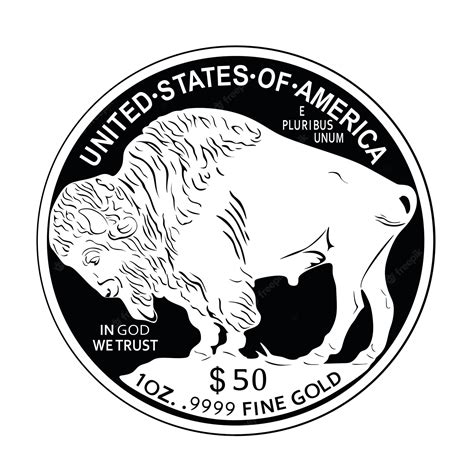 Premium Vector | Gold buffalo coin american laser cut designe