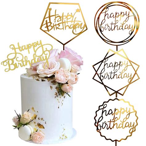 Buy Gold Cake Topper Acrylic Cake Topper Happy Birthday Cake Topper