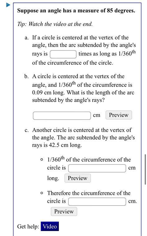 Solved Suppose an angle has a measure of 85 ﻿degrees.Tip: | Chegg.com