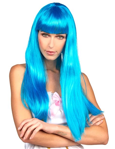 Perruque Bleue Longue Frange Femme Deguise Toi Achat De Peruca