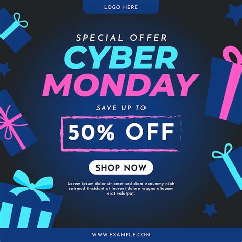 Premium Vector Cyber Monday Banner Flyer Shopping Sale Social Media