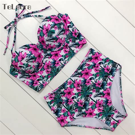 Free Shipping Sexy Floral Print High Waist Push Up Bikini Set Jkp Allkpop Shop