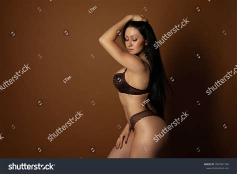 Sexy Model Posing Lingerie On Brown Stock Photo Shutterstock