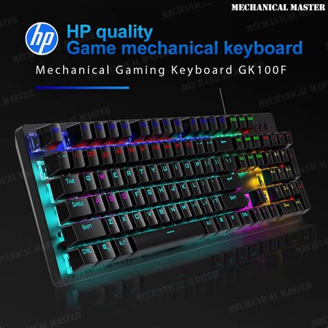 Ready Stock Hp Gk F Real Mechanical Keyboard Gaming Blue Switch