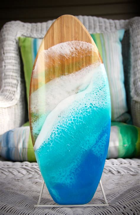 Surf Board Wall Art for Beach Decor Resin Art Painted on Wood - Etsy