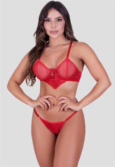 Conjunto Lingerie Mdmix Tule Aro Vermelho Compre Agora Dafiti Brasil