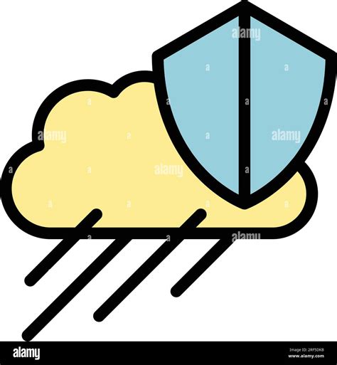 Weather Protect Icon Outline Vector Storm Rain City Cloud Color Flat