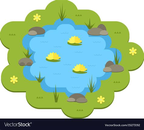 Cartoon Garden Pond With Water Royalty Free Vector Image