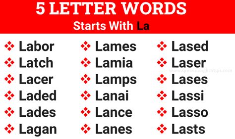 Letter Word Starts With La May