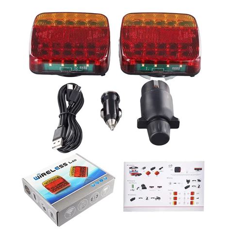 2 Stuks Draadloze Magnetische Led Truck Achterlicht Aanhangwagen