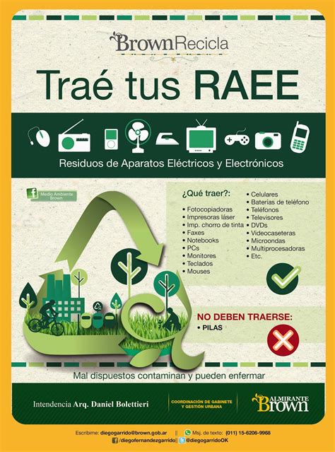 Brown Recicla Traé Tus Raee Residuos De Aparatos Eléctricos Y Electrónicos