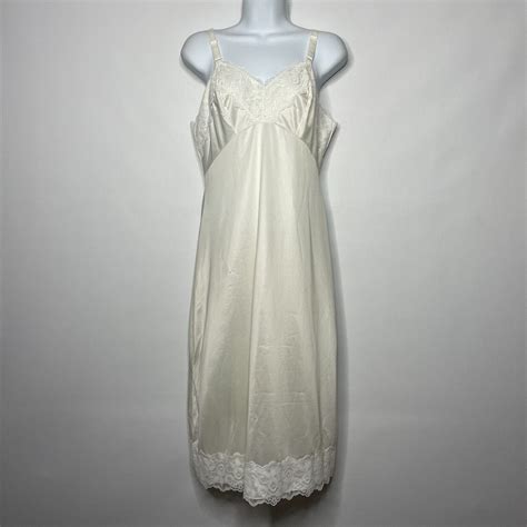 Vintage 60s 70s Pinehurst Lingerie Ivory Nylon White Lace Full Slip