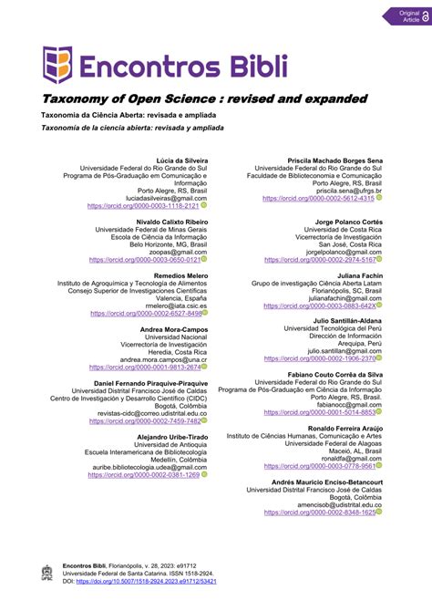 Pdf Taxonomy Of Open Science Revised And Expanded