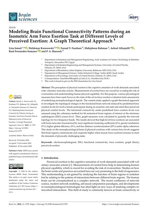 Pdf Modeling Brain Functional Connectivity Patterns During An