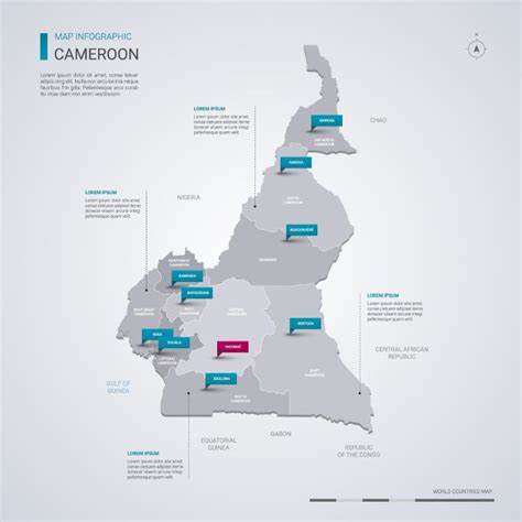 Cameroon Vector Map With Infographic Elements Pointer Marks Editable