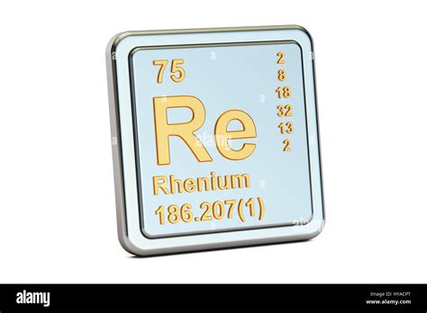 Rhenium Re Chemical Element Sign 3D Rendering Isolated On White