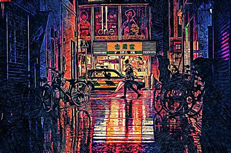 Neon Street - Tokyo Japan Painting by Art Market America - Pixels