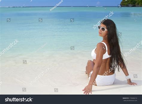 Beautiful Sexy Girl White Bikini On Stock Photo Shutterstock