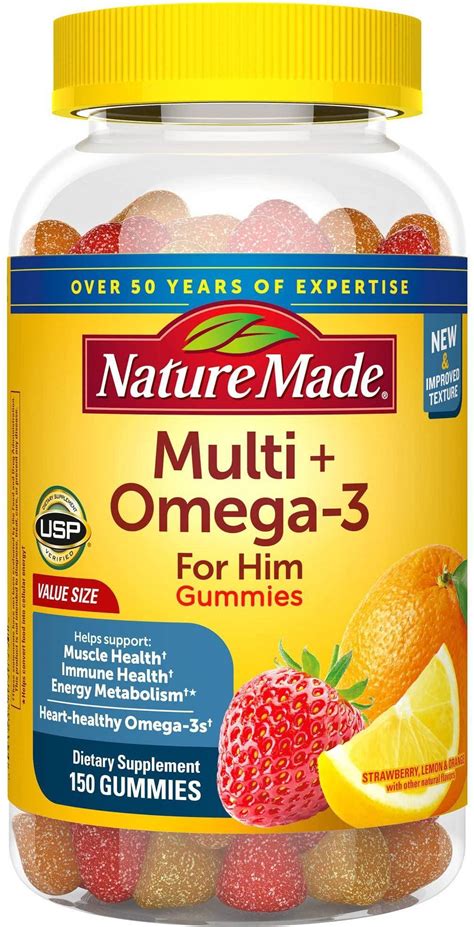 Nature Made Adult Gummies Multi For Him Plus Omega S Lemon Orange