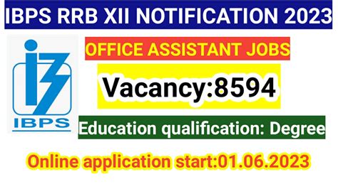 Ibps Rrb Xii Notification 2023 Out Vacancy 8594 Apply Online