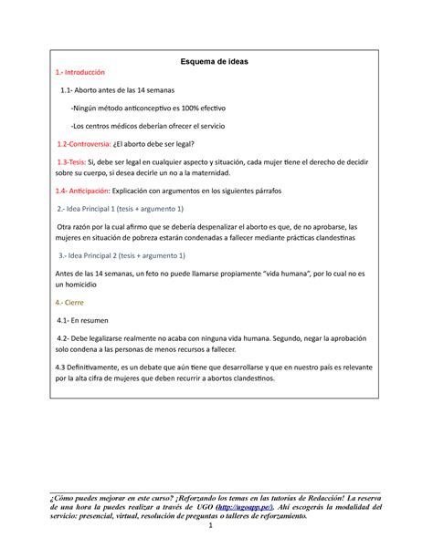 Esquema De Ideas Comprension Comprensión Y Redacción De Textos Utp