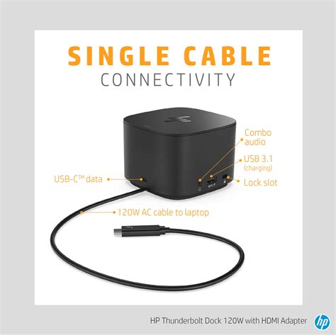 Buy Hp Thunderbolt Dock 120w With Hdmi Adapter Universal Usb C Docking Station 6hp48aa Online