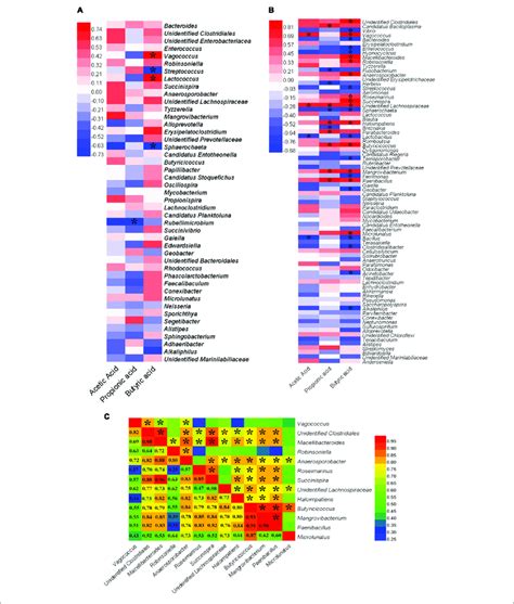 A Heat Map Of Spearman S Correlation Coefficients A B Correlation