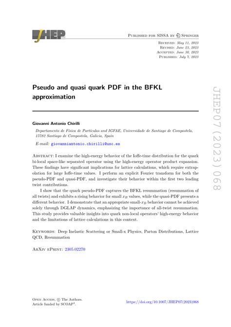 PDF Pseudo And Quasi Quark PDF In The BFKL Approximation