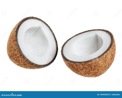 Coconut Cutted In Half Isolated On White Background Stock Photo Image