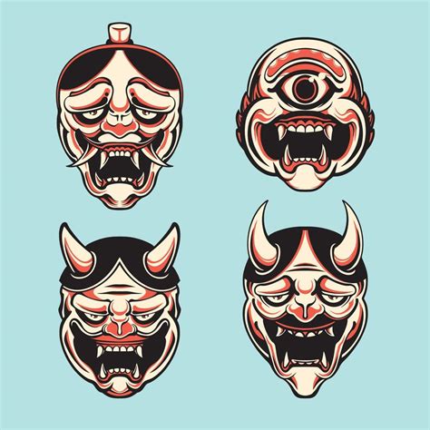 Japanese Demon Mask Vector Set 20645501 Vector Art At Vecteezy