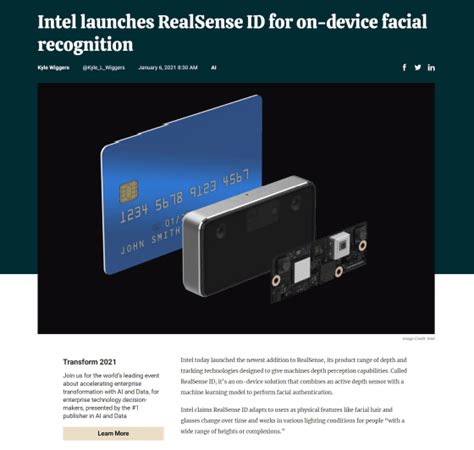 Intelが顔認証デバイス「realsense Id」を発表 ライブドアニュース