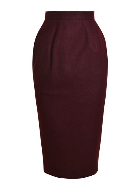 Pencil Skirt Lined Burgundy Flannel From Vivien Of Holloway