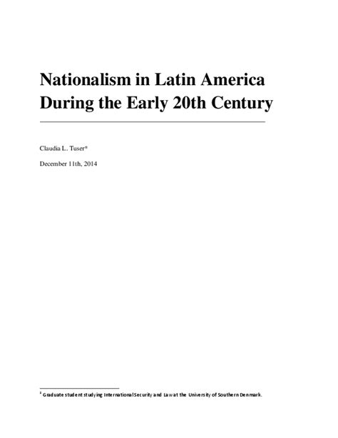 (PDF) Short Essay: Nationalism in Latin America During the Early 20th ...