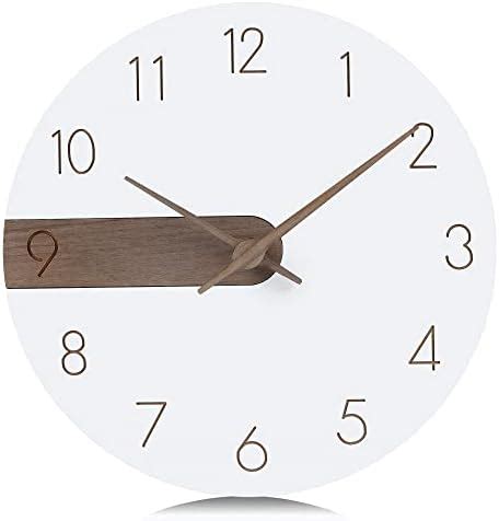 Amazon De Lafocuse Moderne Wei E Wanduhr Lautlos Holz Bretter