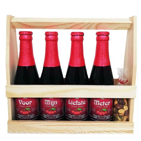 Kriek Bierpakket Voor Mijn Liefste Meter 4 Flesjes Houten Kratje