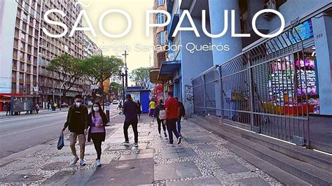 4K Walking in Sao Paulo AVENIDA SENADOR QUEIRÓS na região da RUA