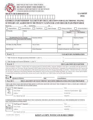 Fillable Online TSD Partnership Income Tax Filing Signature