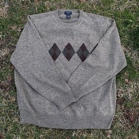 Vintage Dockers Argyle Knitted Grandpa Sweater Depop