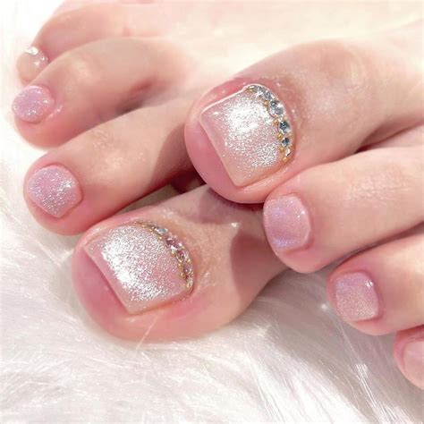 Amazon Diamond Press On Toes Nails Short Square Fake Toes Pink Cat