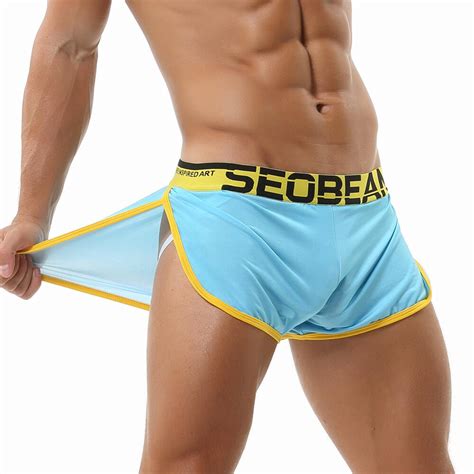 Seobean Cueca Boxer Shorts Masculinos Sexy Seta Calcinha Forro