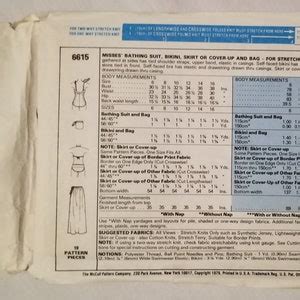 McCall S 6615 Misses Bathing Suit Bikini Skirt Or Etsy
