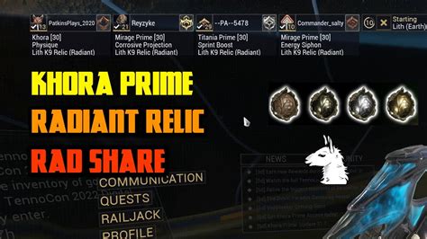 Let S Play Warframe Khora Prime Farm Relic Radshare For Blueprints