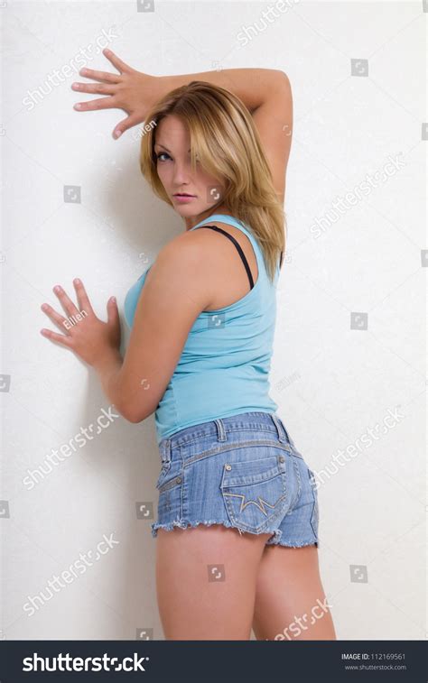 Portrait Sexy Woman Bikini Jeans Shorts Stock Photo 112169561 Shutterstock