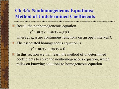 PPT Ch 3 6 Nonhomogeneous Equations Method Of Undetermined