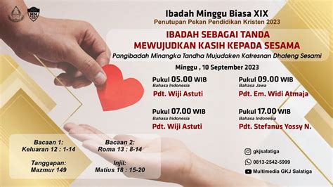 Ibadah Minggu Biasa XIX Bahasa Jawa GKJ Salatiga 10 September 2023