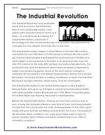 Industrial Revolution Worksheet Answers