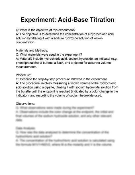 Solution Experiment Acid Base Titration Studypool