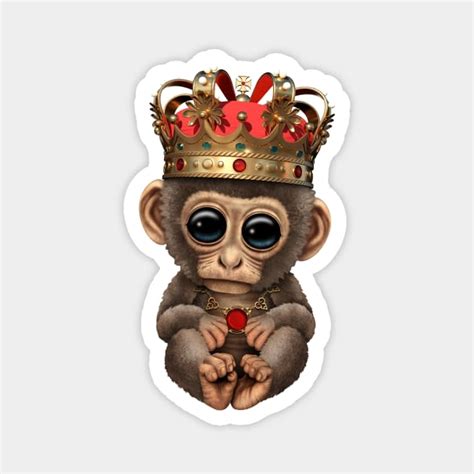 Cute Royal Monkey Wearing Crown - Monkey - Magnet | TeePublic