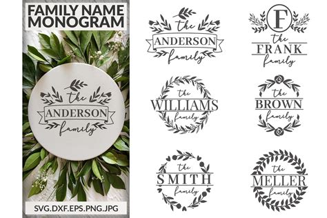 Family Name Monogram svg Bundle. (916668) | Cut Files | Design Bundles